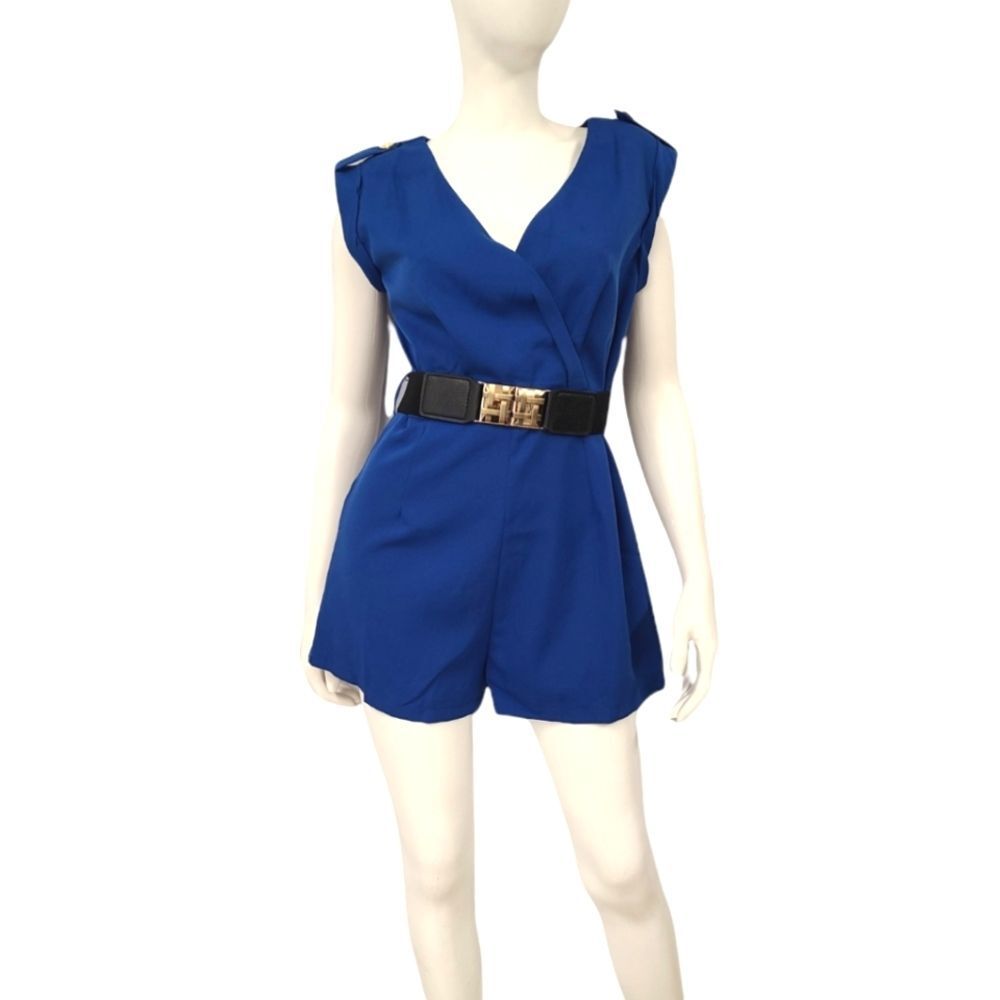 CALS Royal Blue Belted Shorts Romper Women’s size Small